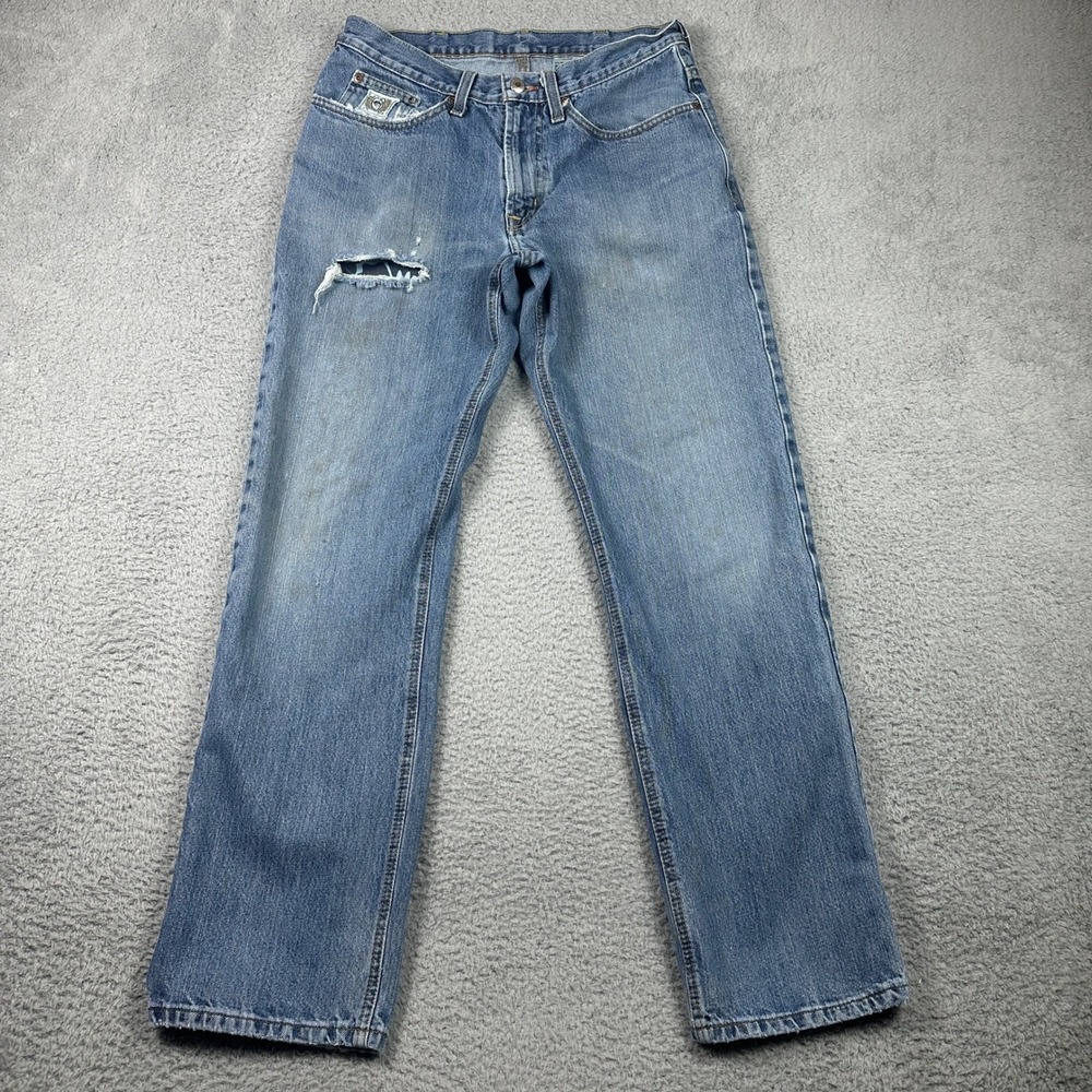 Cinch Work Jeans Men 32x32 (Fits 29x31) Blue Straight Leg Distressed *Worked In*